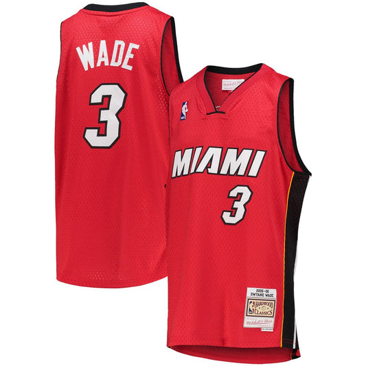 Dwyane Wade Miami Heat Mitchell & Ness Youth 2005/06 Hardwood Classics Swingman Jersey - Red Official NBA Team Apparel Basketball Fan Gear