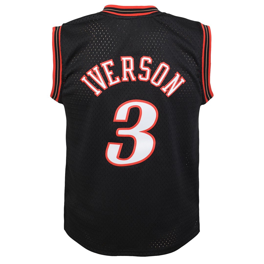 Allen Iverson Philadelphia 76ers Mitchell & Ness Youth 2000-01 Swingman Road Jersey - Black Official NBA Team Apparel Basketball Fan Gear