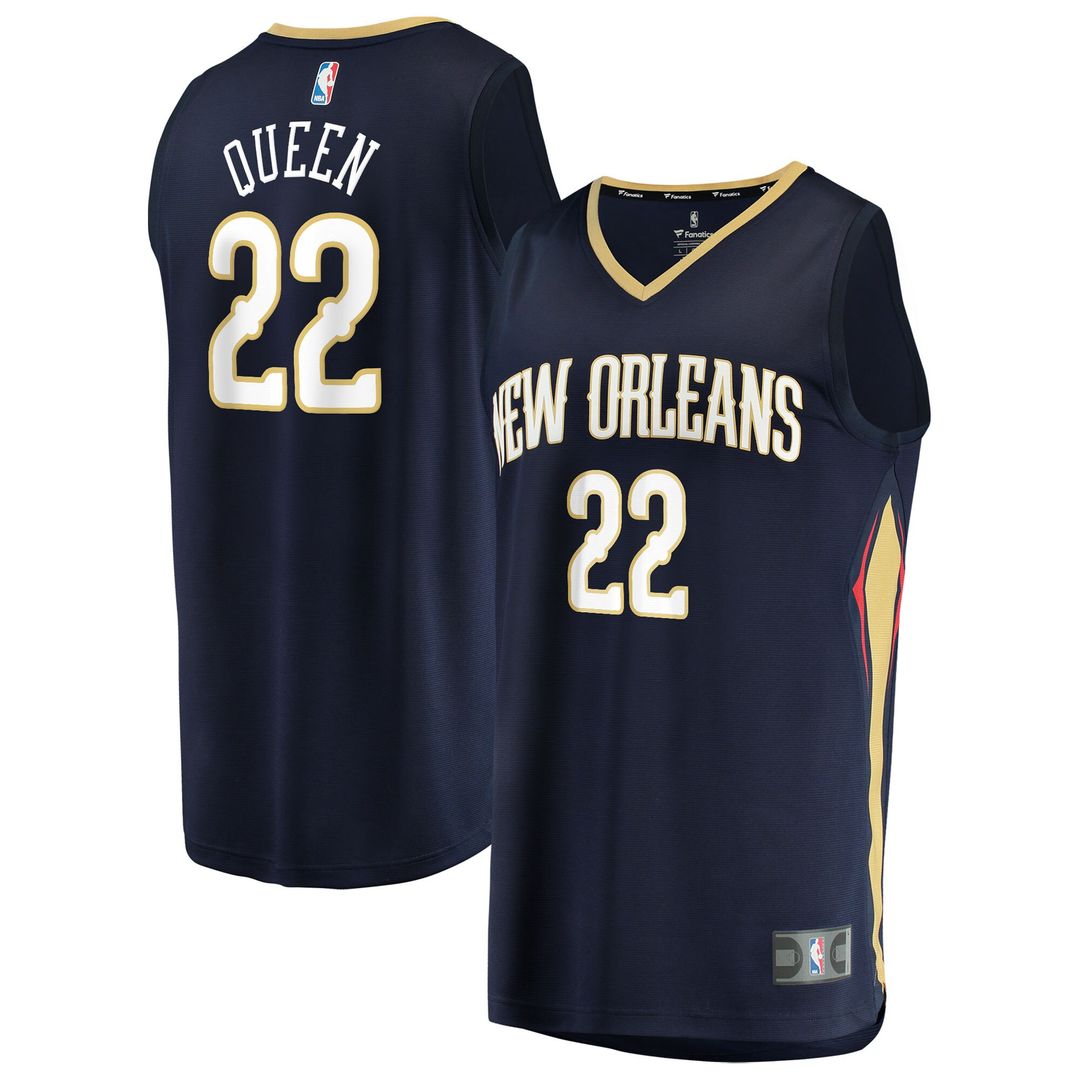 Derik Queen New Orleans Pelicans Fanatics Fast Break Replica Jersey - Navy - Icon Edition Official NBA Team Apparel Basketball Fan Gear