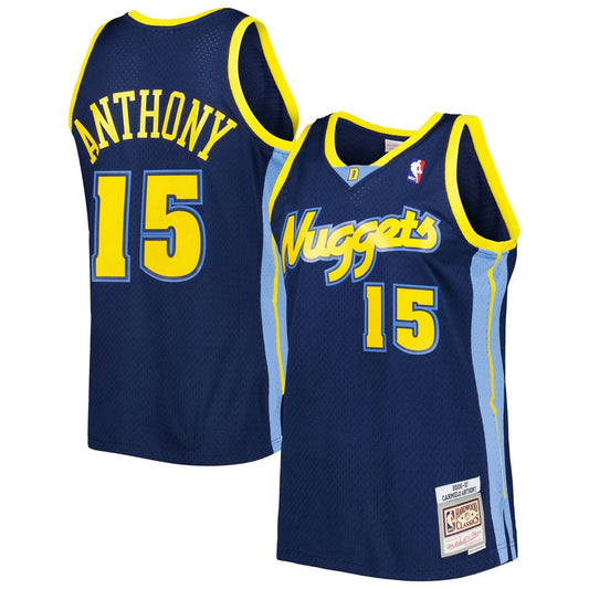 Carmelo Anthony Denver Nuggets Mitchell & Ness Hardwood Classics Swingman Jersey - Navy Official NBA Team Apparel Basketball Fan Gear