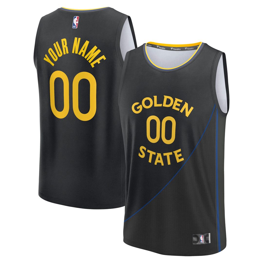 Golden State Warriors Fanatics Youth Fast Break Custom Replica Jersey - Black - Statement Edition Official NBA Team Apparel Basketball Fan Gear