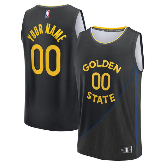 Golden State Warriors Fanatics Youth Fast Break Custom Replica Jersey - Black - Statement Edition Official NBA Team Apparel Basketball Fan Gear