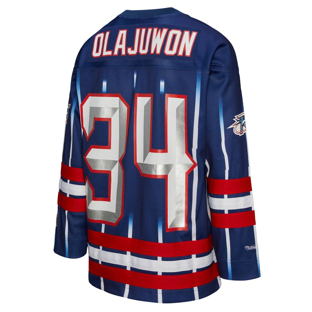 Hakeem Olajuwon Houston Rockets Mitchell & Ness Unisex Maxxed Out Fashion Hockey Jersey - Navy Official NBA Team Apparel Basketball Fan Gear