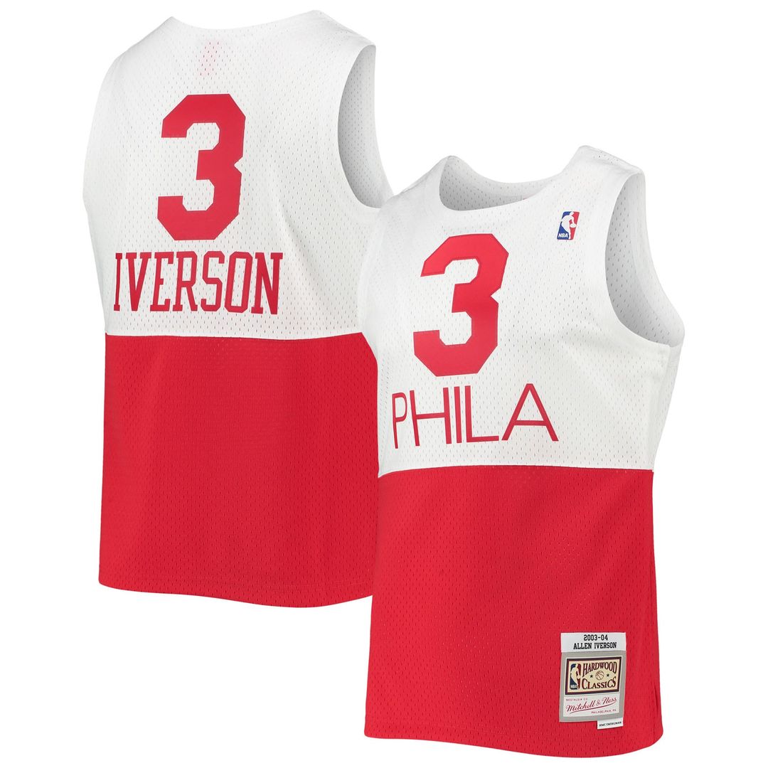 Allen Iverson Philadelphia 76ers Mitchell & Ness 2003/2004 Hardwood Classics Swingman Jersey - White Official NBA Team Apparel Basketball Fan Gear