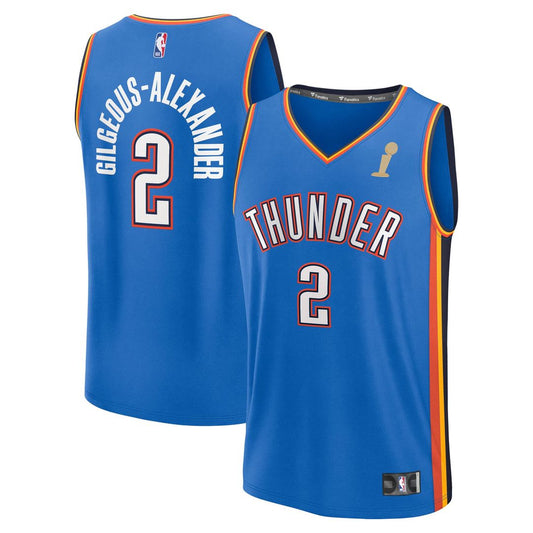 Shai Gilgeous-Alexander Oklahoma City Thunder Fanatics Youth 2025 NBA Finals Champions Fast Break Replica Player Jersey - Blue - Icon Edition Official