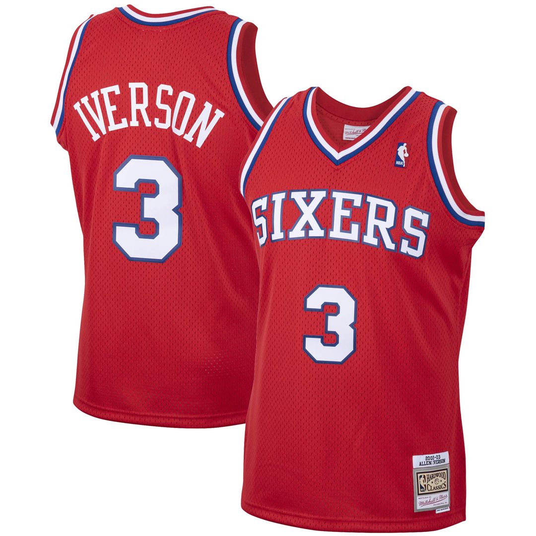 Allen Iverson Philadelphia 76ers Mitchell & Ness 2002/03 Hardwood Classics Swingman Jersey - White Official NBA Team Apparel Basketball Fan Gear