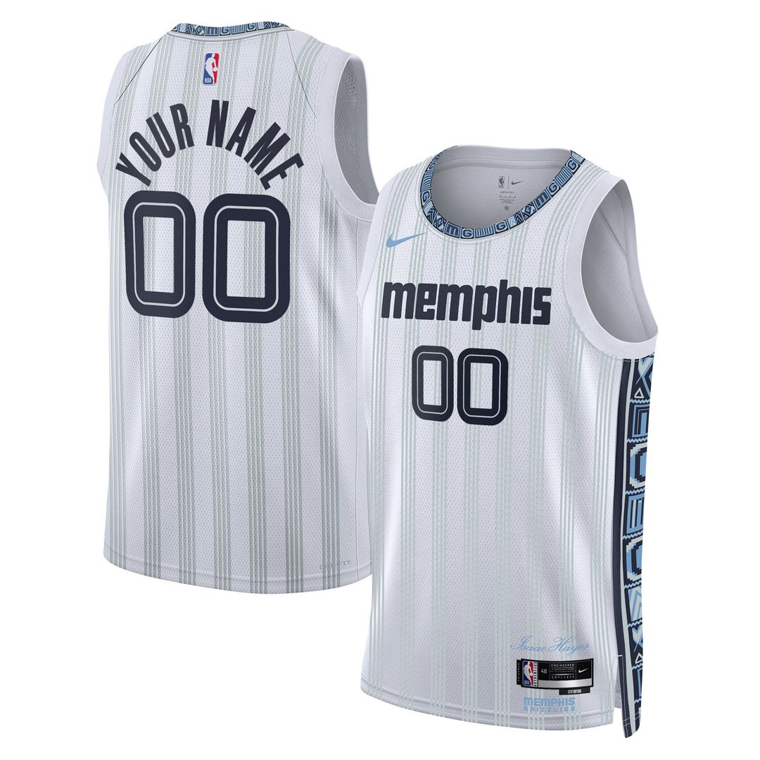 Memphis Grizzlies Nike Unisex 2025/26 City Edition Swingman Custom Jersey - White Official NBA Team Apparel Basketball Fan Gear
