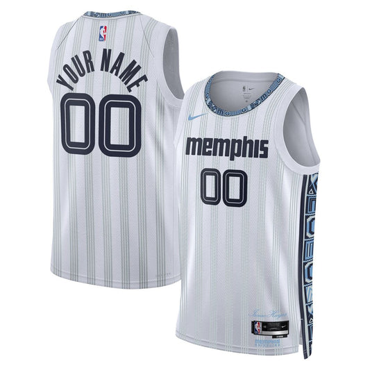 Memphis Grizzlies Nike Unisex 2025/26 City Edition Swingman Custom Jersey - White Official NBA Team Apparel Basketball Fan Gear