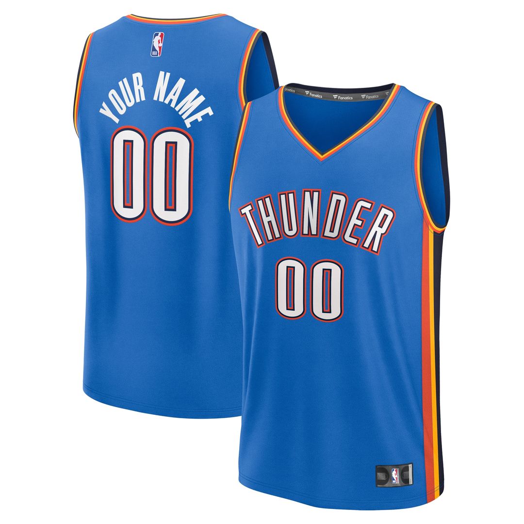 Oklahoma City Thunder Fanatics Youth Fast Break Custom Replica Jersey - Blue - Icon Edition Official NBA Team Apparel Basketball Fan Gear