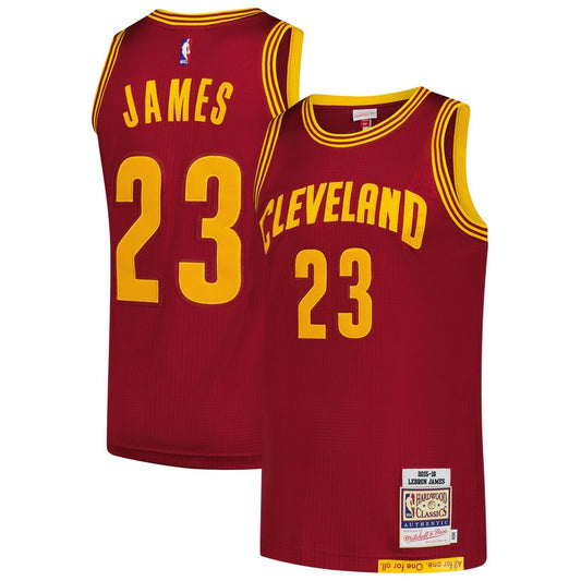 LeBron James Cleveland Cavaliers Mitchell & Ness Hardwood Classics 2015/16 Authentic Jersey - Wine Official NBA Team Apparel Basketball Fan Gear
