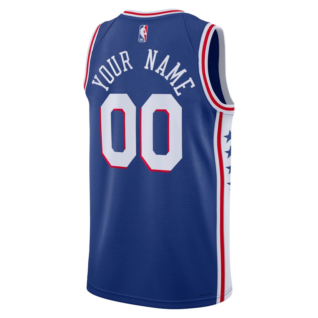 Philadelphia 76ers Nike Unisex 2022/23 Swingman Custom Jersey Royal - Icon Edition Official NBA Team Apparel Basketball Fan Gear
