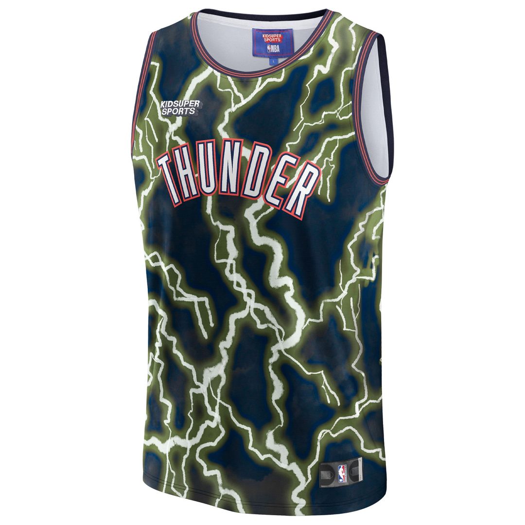 Oklahoma City Thunder NBA & KidSuper Studios by Fanatics Unisex Hometown Jersey - Black Official NBA Team Apparel Basketball Fan Gear