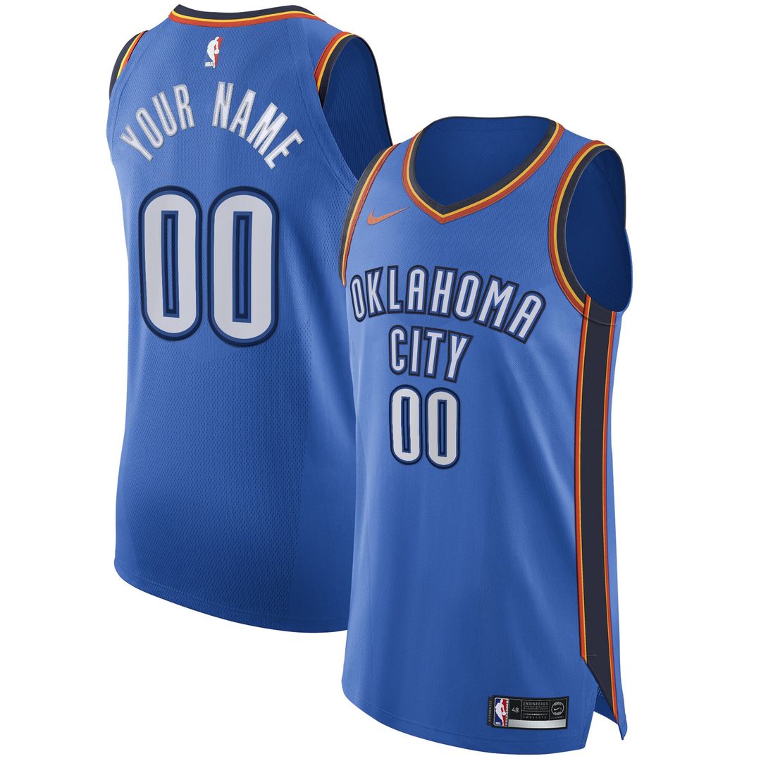 Oklahoma City Thunder Nike Authentic Custom Jersey Blue - Icon Edition Official NBA Team Apparel Basketball Fan Gear