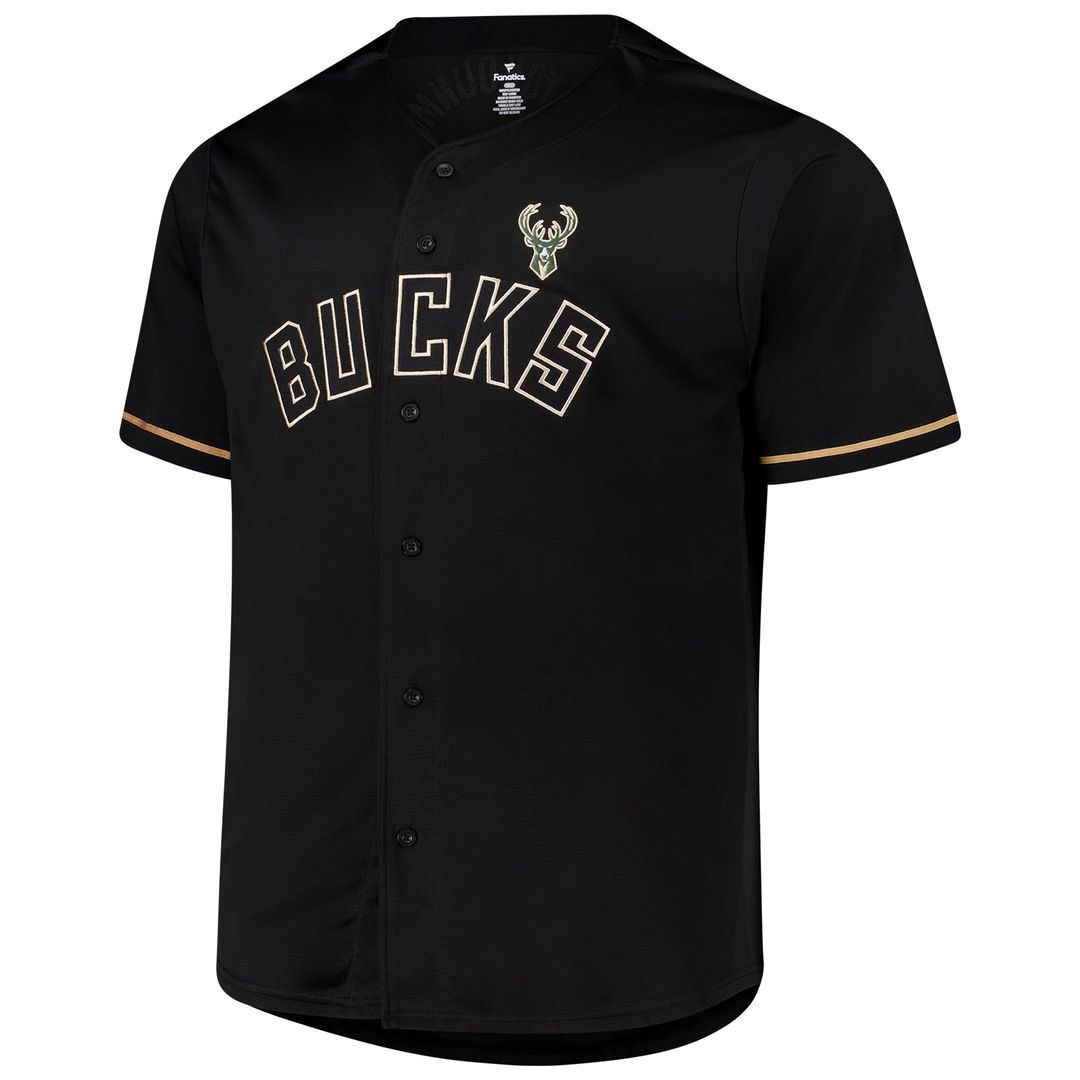 Giannis Antetokounmpo Milwaukee Bucks Profile Big & Tall Name & Number Button-Up Jersey - Black Official NBA Team Apparel Basketball Fan Gear