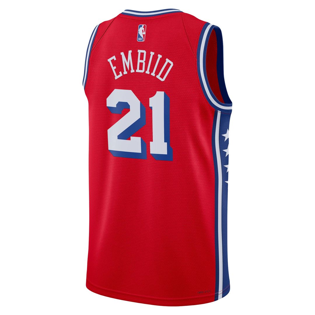 Joel Embiid Philadelphia 76ers Jordan Brand Unisex Swingman Jersey - Statement Edition - Red Official NBA Team Apparel Basketball Fan Gear