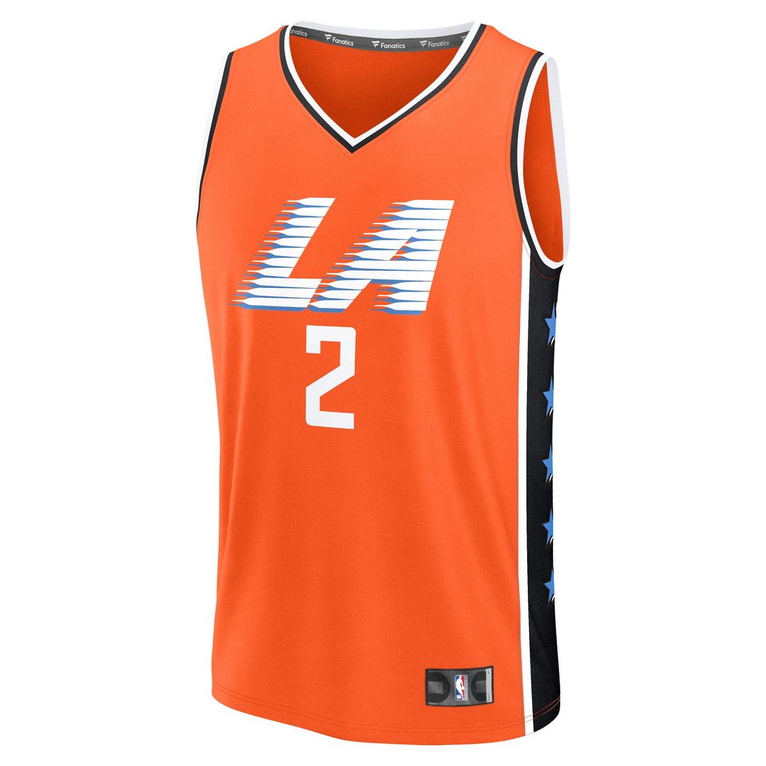 Kawhi Leonard LA Clippers Fanatics Youth 2025/26 City Edition Fast Break Jersey - Orange Official NBA Team Apparel Basketball Fan Gear