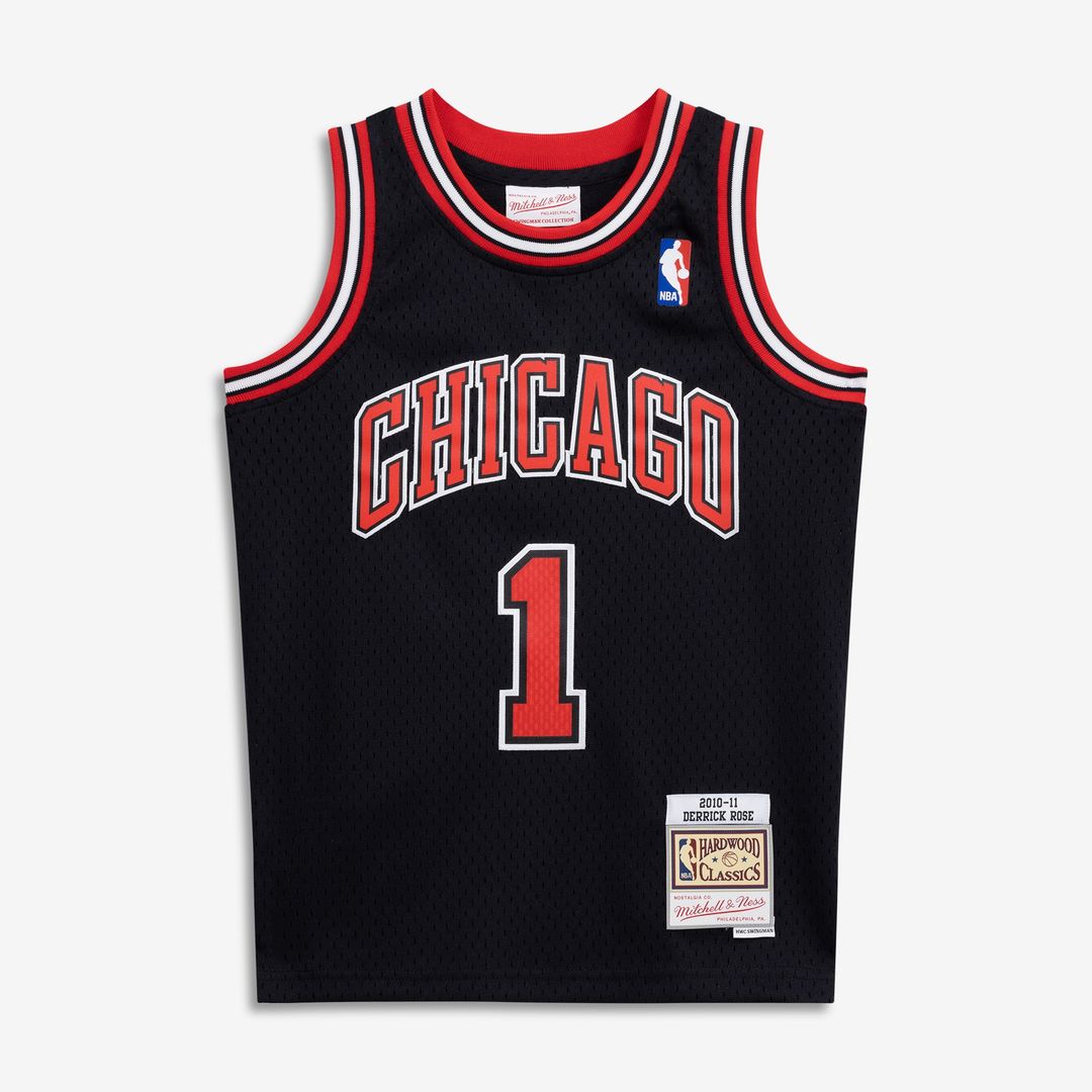 Derrick Rose Chicago Bulls Mitchell & Ness Youth 2010/11 Hardwood Classics Swingman Jersey - Black Official NBA Team Apparel Basketball Fan Gear