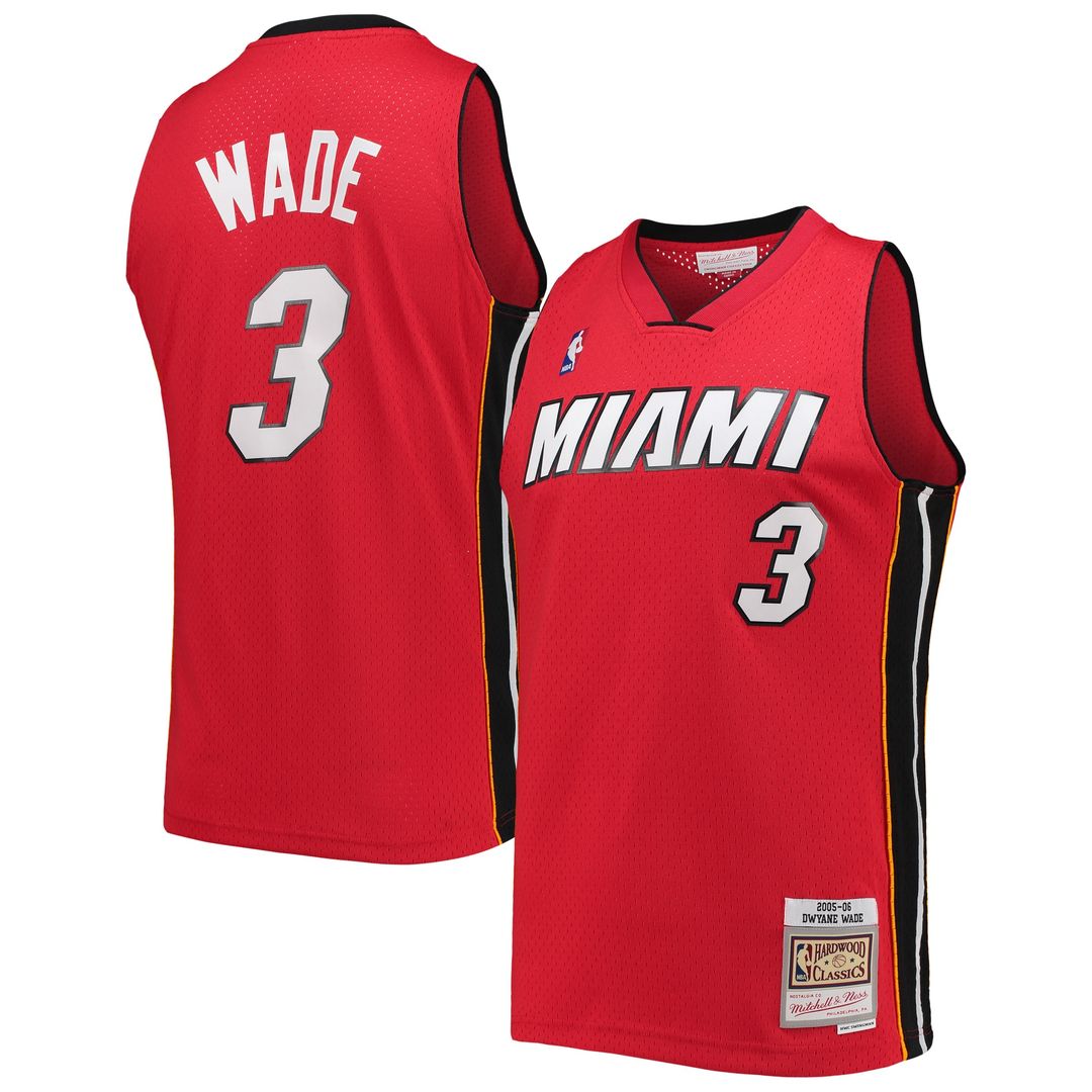 Dwyane Wade Miami Heat Mitchell & Ness Hardwood Classics Swingman Jersey - Red Official NBA Team Apparel Basketball Fan Gear