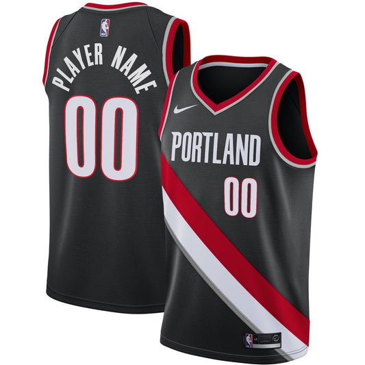 Portland Trail Blazers Nike 2020/21 Swingman Custom Jersey - Icon Edition - Black Official NBA Team Apparel Basketball Fan Gear