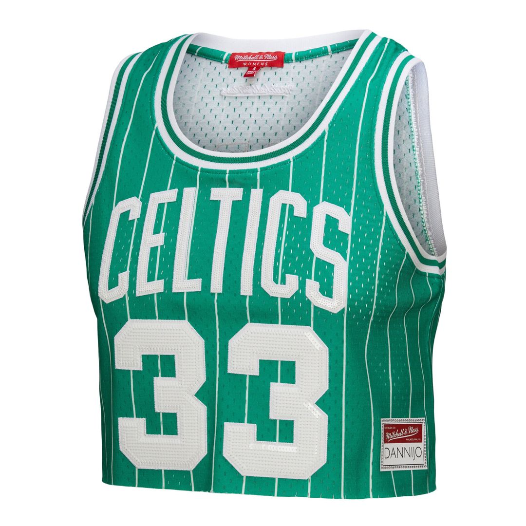 Larry Bird Boston Celtics Mitchell & Ness x DANNIJO Women's Fashion Cropped Basketball Jersey - Kelly Green Official NBA Team Apparel Basketball Fan G