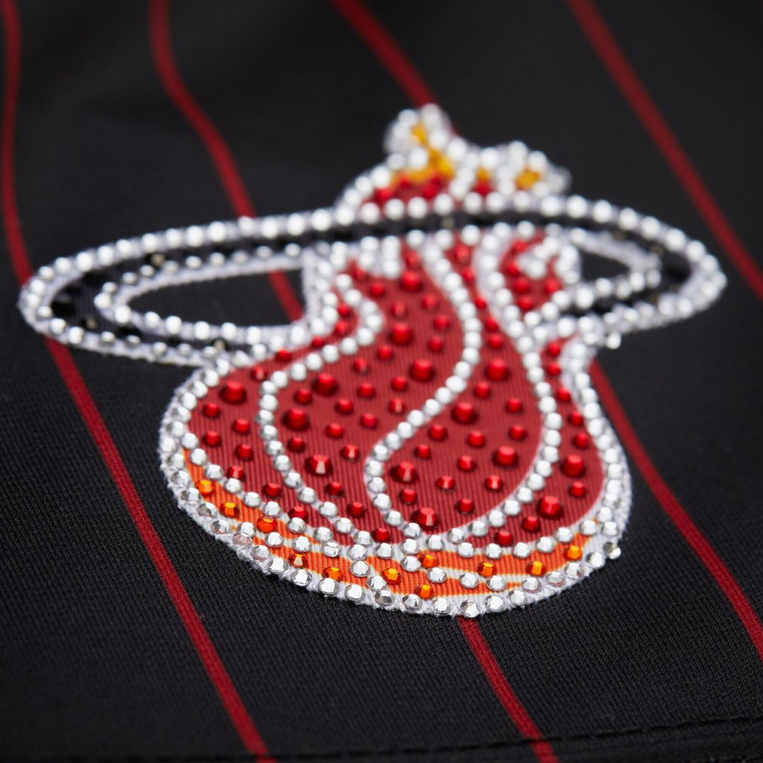 Dwyane Wade Miami Heat Mitchell & Ness x DANNIJO Women's Cropped Football Fashion Jersey - Black Official NBA Team Apparel Basketball Fan Gear