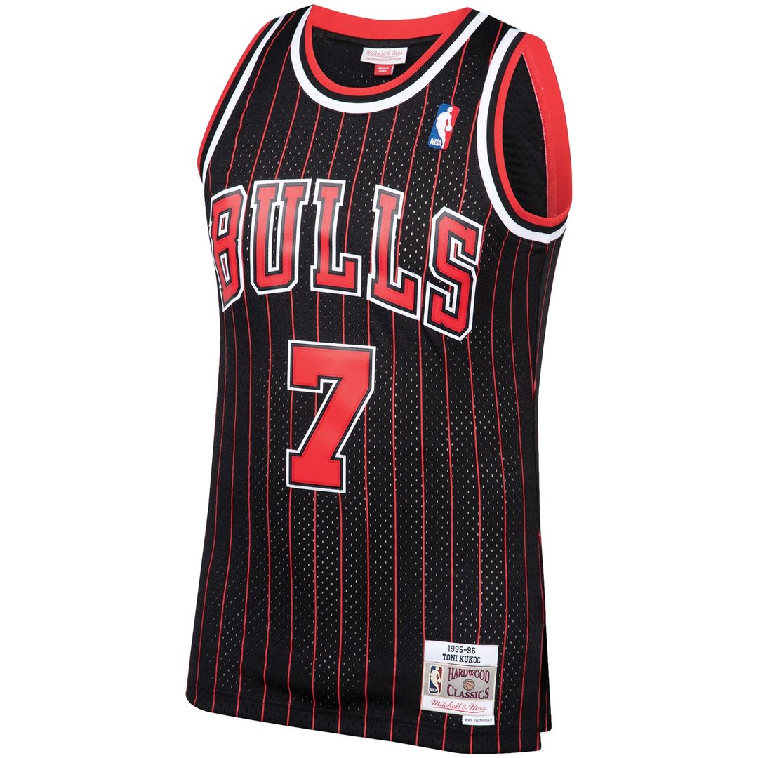 Toni Kukoc Chicago Bulls Mitchell & Ness 1995/96 Hardwood Classics Swingman Jersey - Black Official NBA Team Apparel Basketball Fan Gear