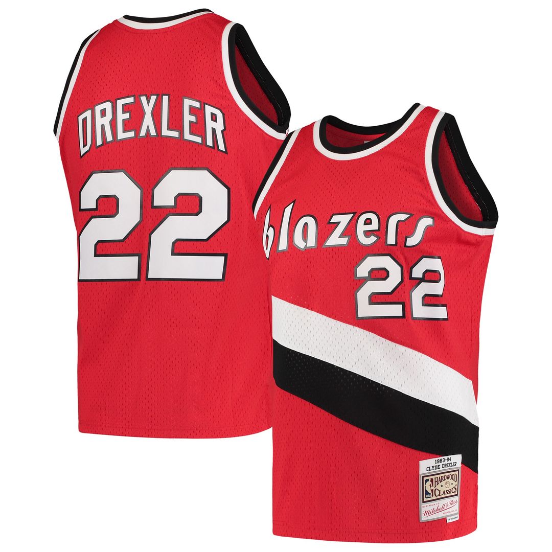 Clyde Drexler Portland Trail Blazers Mitchell & Ness 1983/84 Hardwood Classics Swingman Jersey - Red Official NBA Team Apparel Basketball Fan Gear