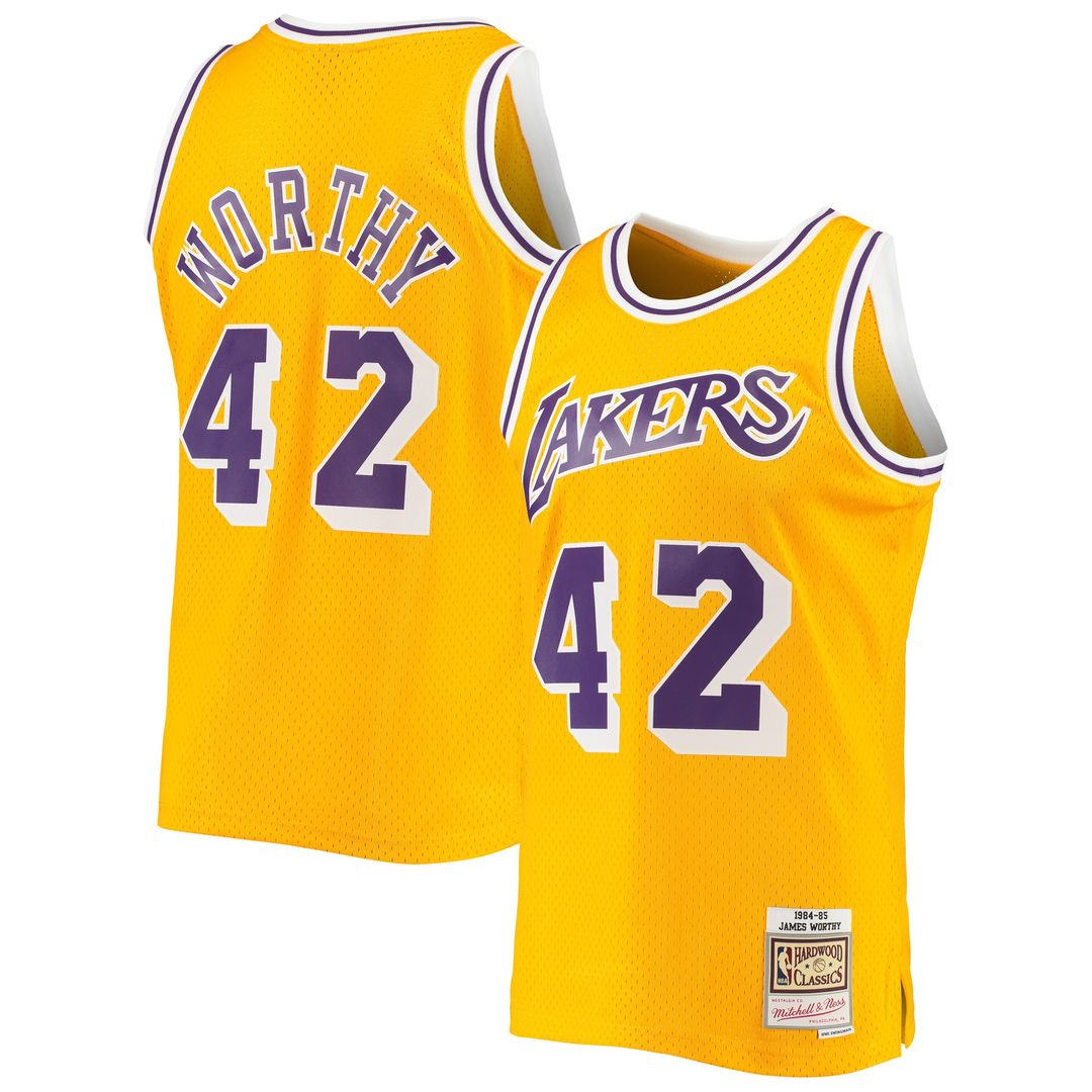 James Worthy Los Angeles Lakers Mitchell & Ness 1984/85 Hardwood Classics Swingman Jersey - Gold Official NBA Team Apparel Basketball Fan Gear