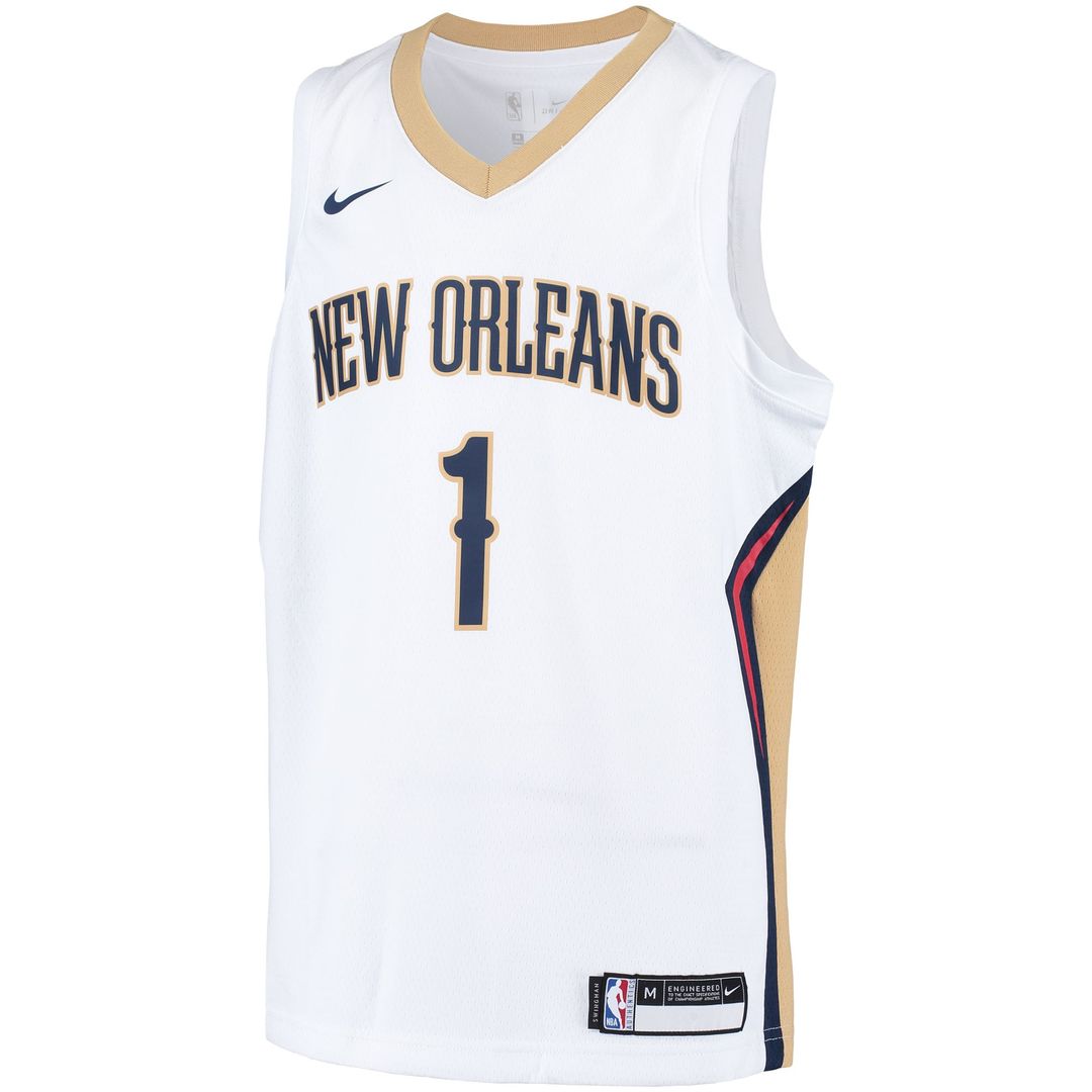 Zion Williamson New Orleans Pelicans Nike Youth Swingman Player Jersey - Association Edition - White Official NBA Team Apparel Basketball Fan Gear