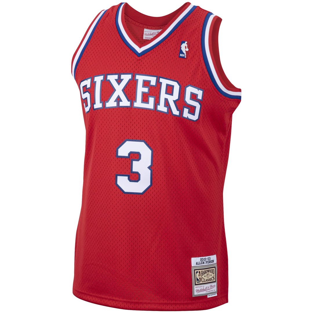 Allen Iverson Philadelphia 76ers Mitchell & Ness 2002/03 Hardwood Classics Swingman Jersey - White Official NBA Team Apparel Basketball Fan Gear