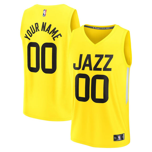 Utah Jazz Fanatics Fast Break Replica Custom Jersey - Icon Edition - Yellow Official NBA Team Apparel Basketball Fan Gear