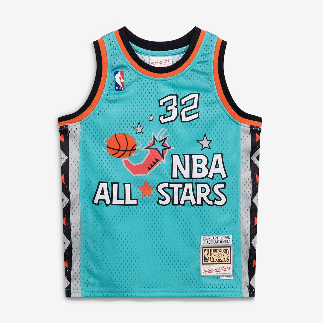 Shaquille O'Neal 1996 NBA All-Star Game Mitchell & Ness Youth Hardwood Classics Swingman Jersey - Teal Official NBA Team Apparel Basketball Fan Gear