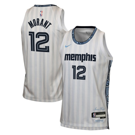 Ja Morant Memphis Grizzlies Nike Youth 2025/26 City Edition Swingman Jersey - White Official NBA Team Apparel Basketball Fan Gear