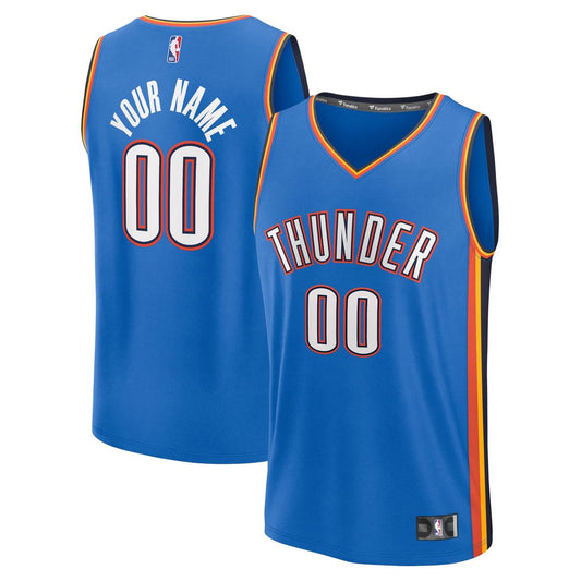Oklahoma City Thunder Fanatics Fast Break Custom Jersey - Icon Edition - Blue Official NBA Team Apparel Basketball Fan Gear
