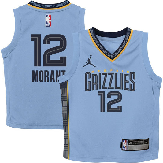 Ja Morant Memphis Grizzlies Jordan Brand Preschool 2022/23 Statement Edition Jersey - Light Blue Official NBA Team Apparel Basketball Fan Gear