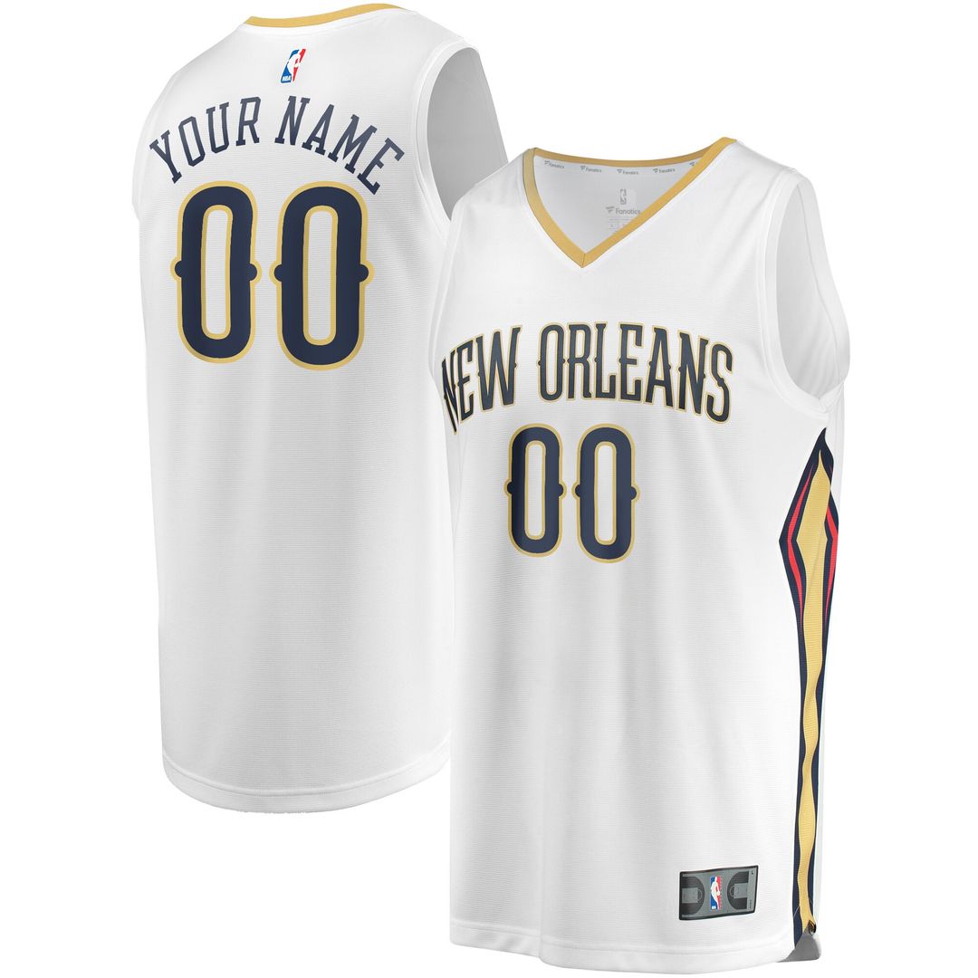 New Orleans Pelicans Fanatics Unisex Custom Fast Break Jersey - Association Edition - White Official NBA Team Apparel Basketball Fan Gear
