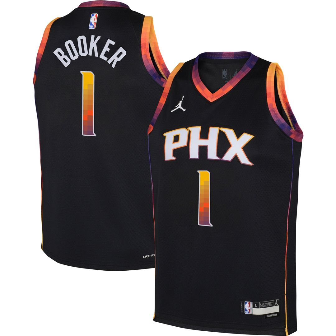 Devin Booker Phoenix Suns Jordan Brand Youth Swingman Jersey - Statement Edition - Black Official NBA Team Apparel Basketball Fan Gear