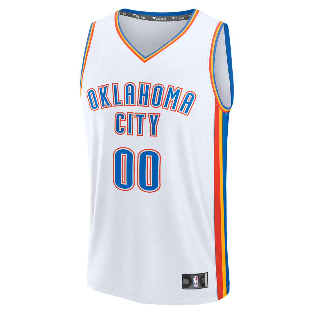 Oklahoma City Thunder Fanatics Youth Fast Break Custom Jersey - Association Edition - White Official NBA Team Apparel Basketball Fan Gear