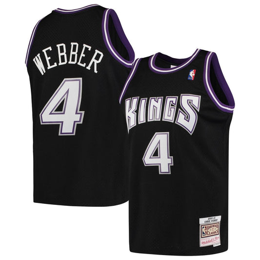 Chris Webber Sacramento Kings Mitchell & Ness 2000/01 Hardwood Classics Swingman Jersey - Black Official NBA Team Apparel Basketball Fan Gear