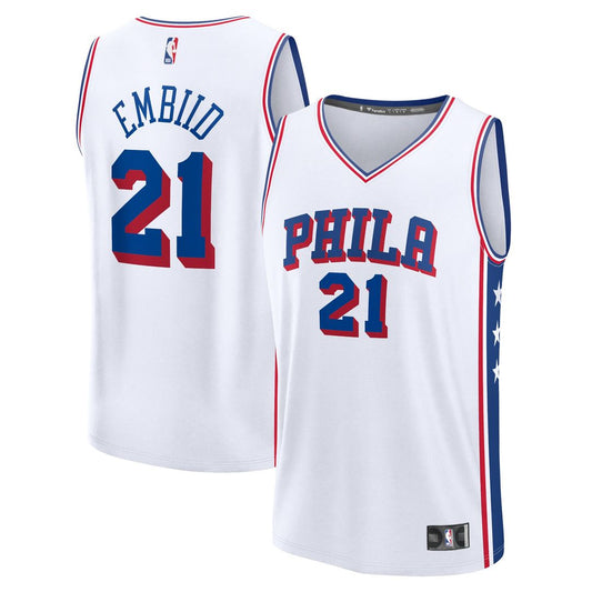 Joel Embiid Philadelphia 76ers Fanatics Fast Break Replica Player Jersey - Association Edition - White Official NBA Team Apparel Basketball Fan Gear