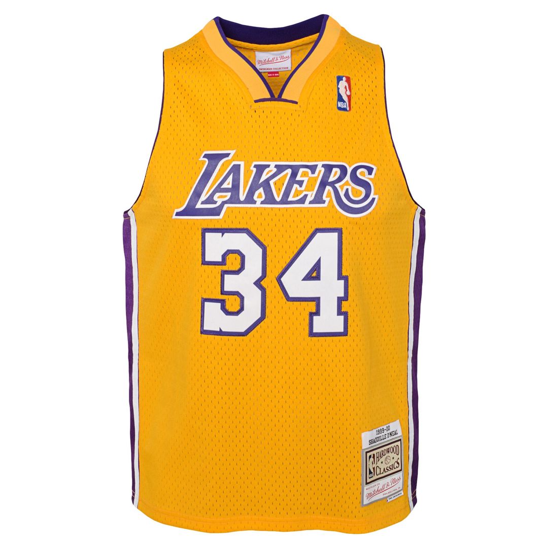 Shaquille O'Neal Los Angeles Lakers Mitchell & Ness Youth 1999/00 Hardwood Classics Swingman Jersey - Gold Official NBA Team Apparel Basketball Fan Ge