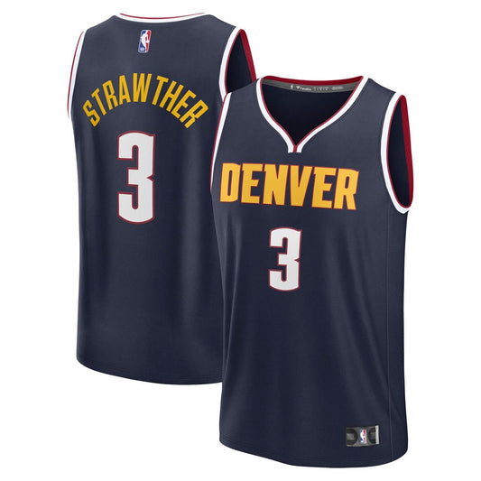 Julian Strawther Denver Nuggets Fanatics Fast Break Replica Player Jersey - Icon Edition - Navy Official NBA Team Apparel Basketball Fan Gear