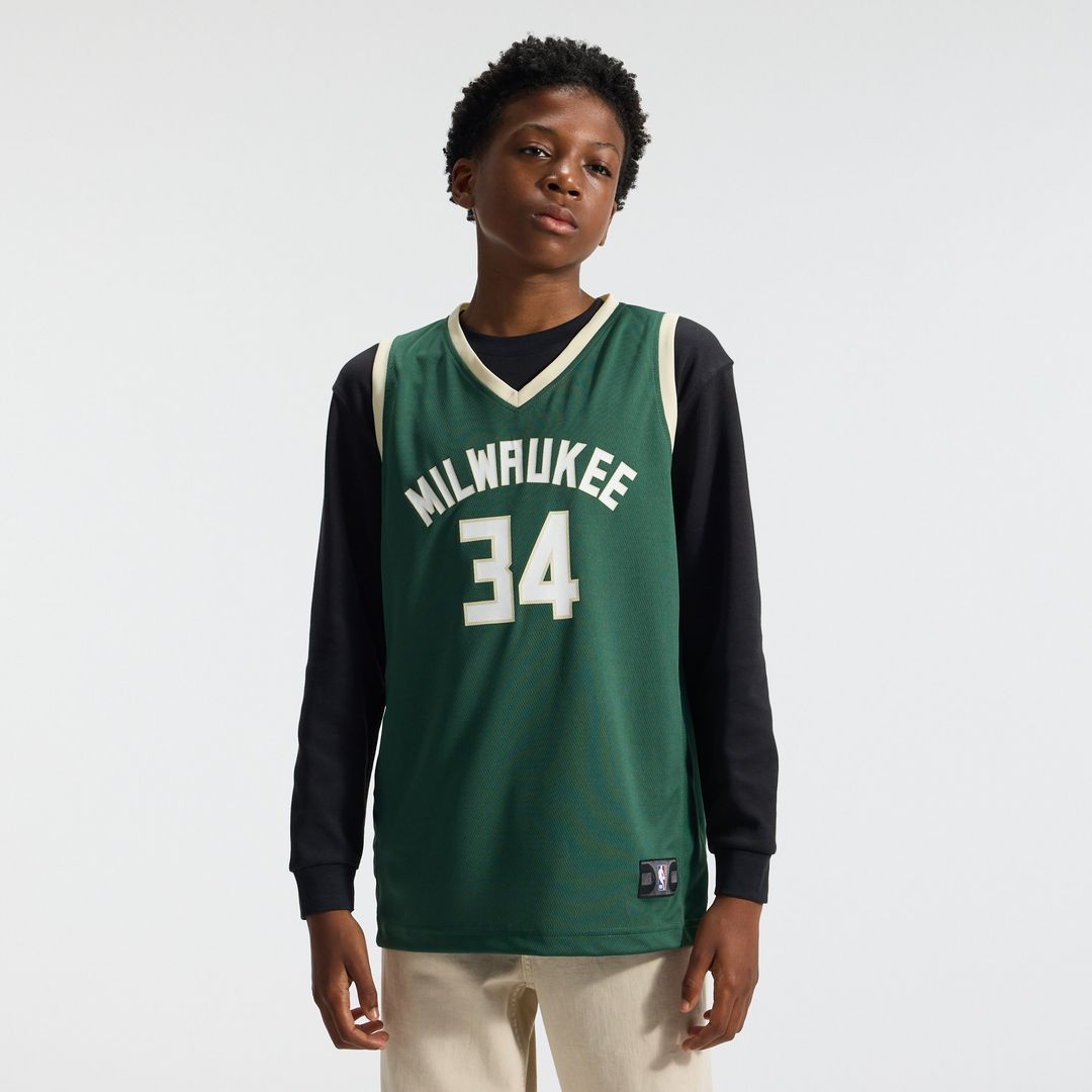 Giannis Antetokounmpo Milwaukee Bucks Fanatics Youth Fast Break Replica Player Jersey - Icon Edition - Hunter Green Official NBA Team Apparel Basketba