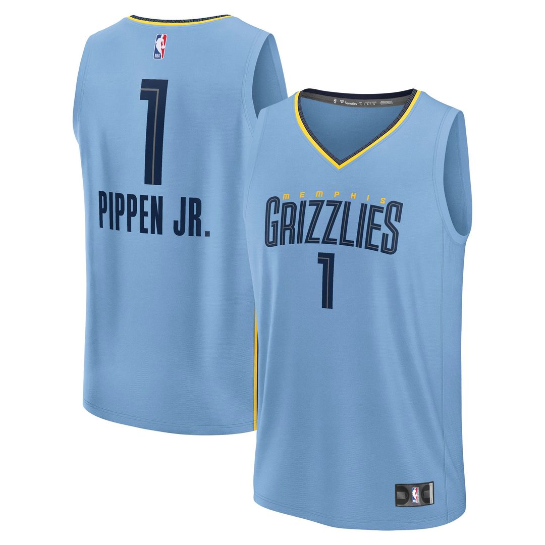 Scotty Pippen Jr. Memphis Grizzlies Fanatics Fast Break Replica Player Jersey - Statement Edition - Light Blue Official NBA Team Apparel Basketball Fa