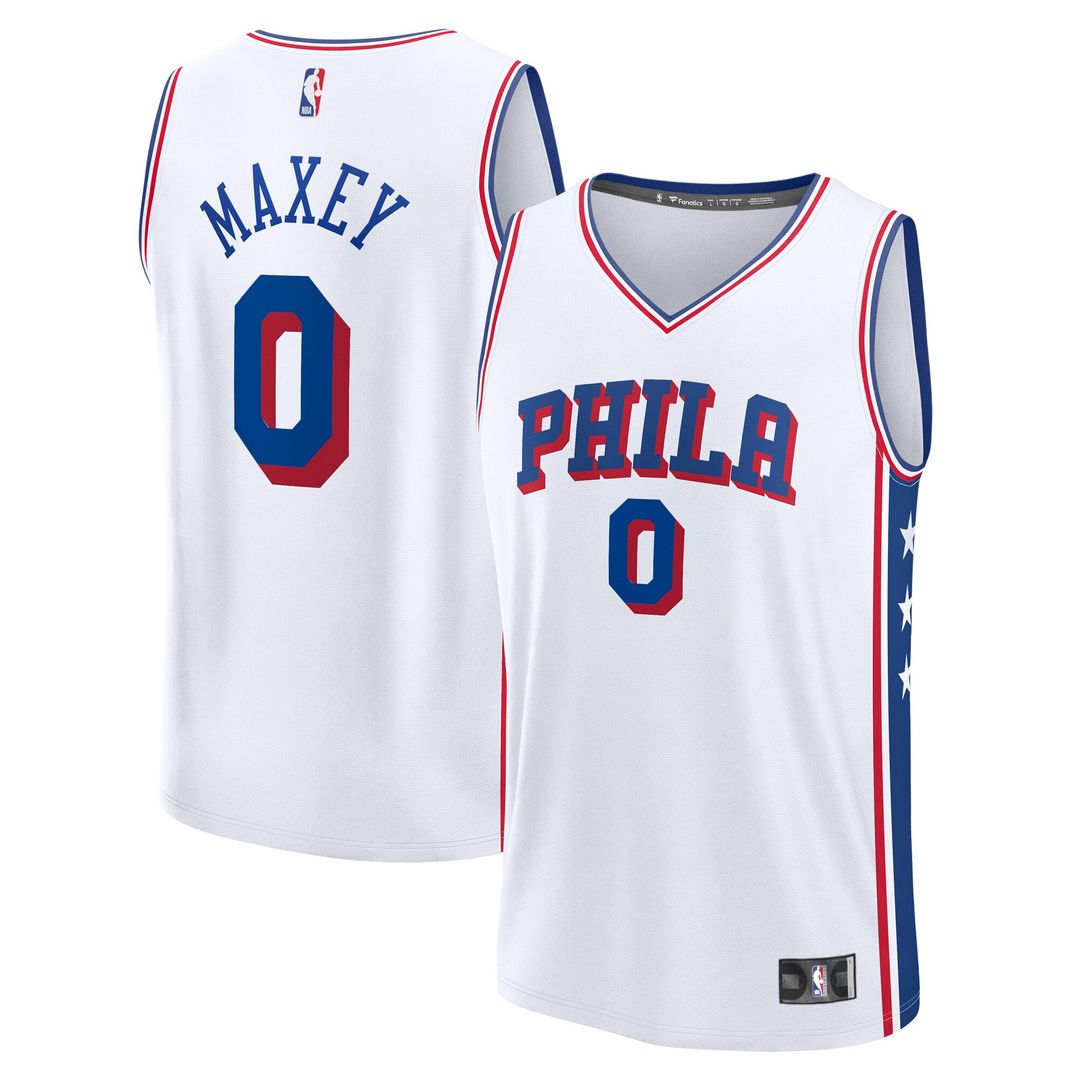 Tyrese Maxey Philadelphia 76ers Fanatics Fast Break Replica Player Jersey - Association Edition - White Official NBA Team Apparel Basketball Fan Gear