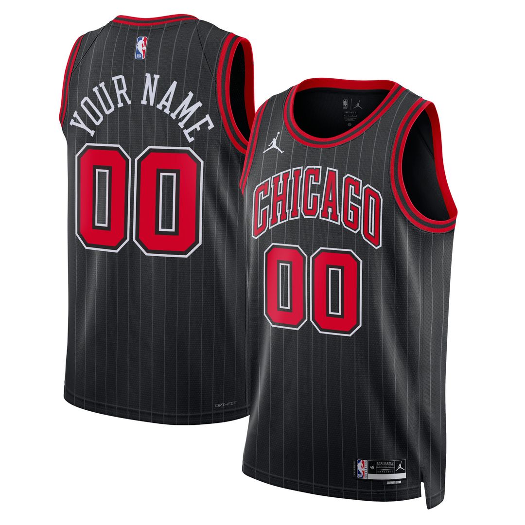 Chicago Bulls Jordan Brand Unisex 2022/23 Swingman Custom Jersey - Statement Edition - Black Official NBA Team Apparel Basketball Fan Gear