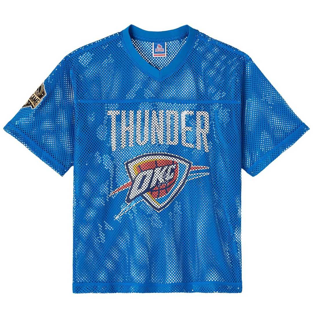 Oklahoma City Thunder OVO x NBA Mesh Football Fashion Jersey - Blue Official NBA Team Apparel Basketball Fan Gear