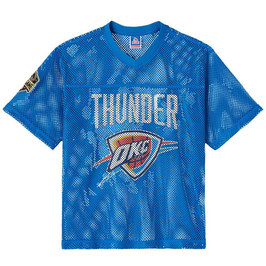Oklahoma City Thunder OVO x NBA Mesh Football Fashion Jersey - Blue Official NBA Team Apparel Basketball Fan Gear