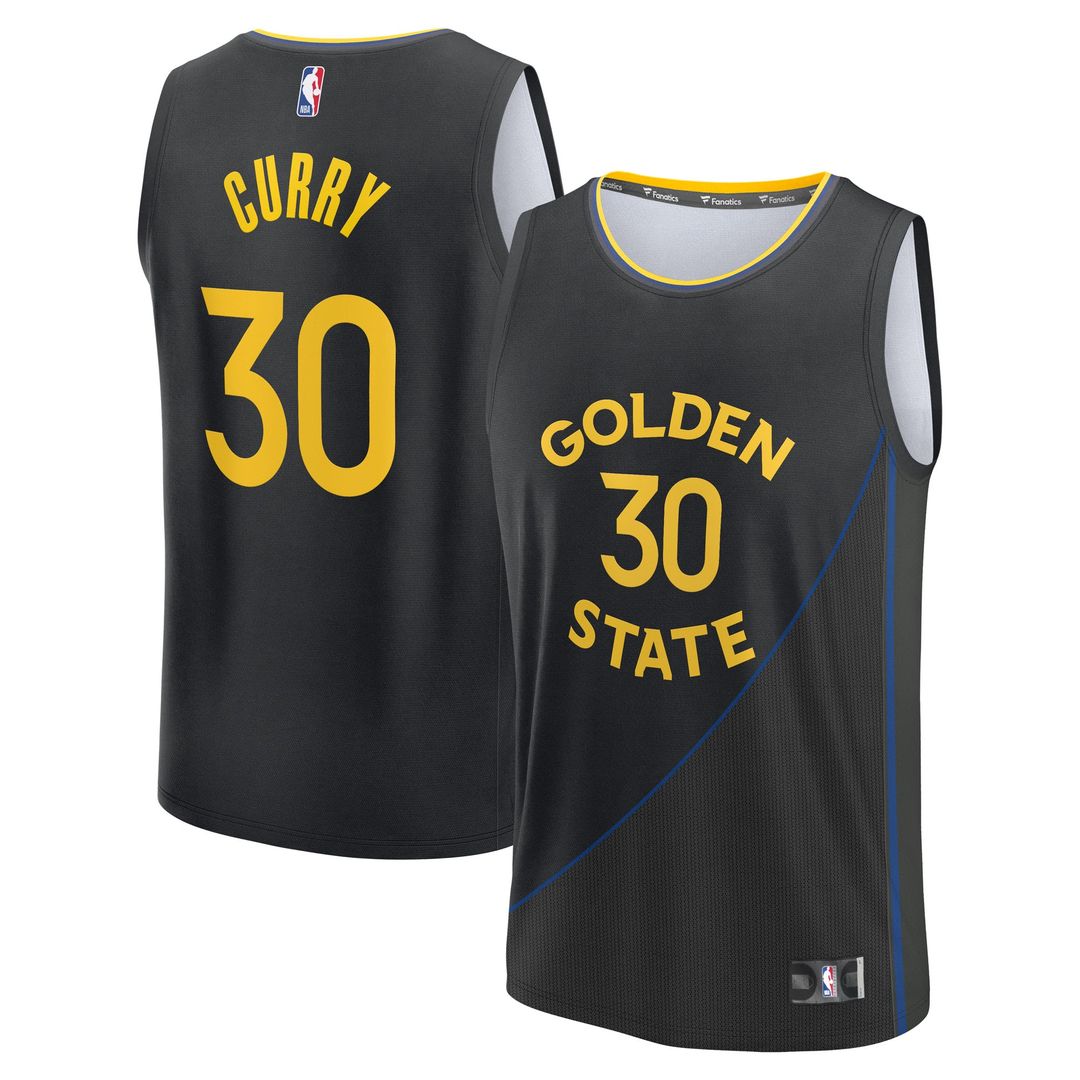 Stephen Curry Golden State Warriors Fanatics Fast Break Replica Player Jersey - Statement Edition - Black Official NBA Team Apparel Basketball Fan Gea