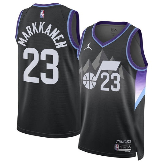 Lauri Markkanen Utah Jazz Jordan Brand Unisex 2024/25 Swingman Jersey - Statement Edition - Black Official NBA Team Apparel Basketball Fan Gear